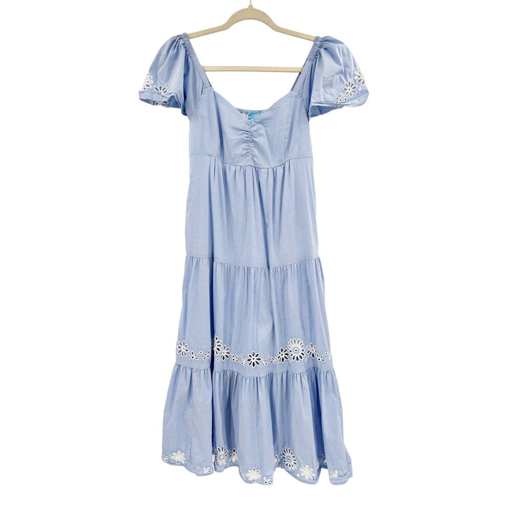 Draper James Baby Blue Embroidered Emily Midi Dress Size 4 - Picture 2 of 6